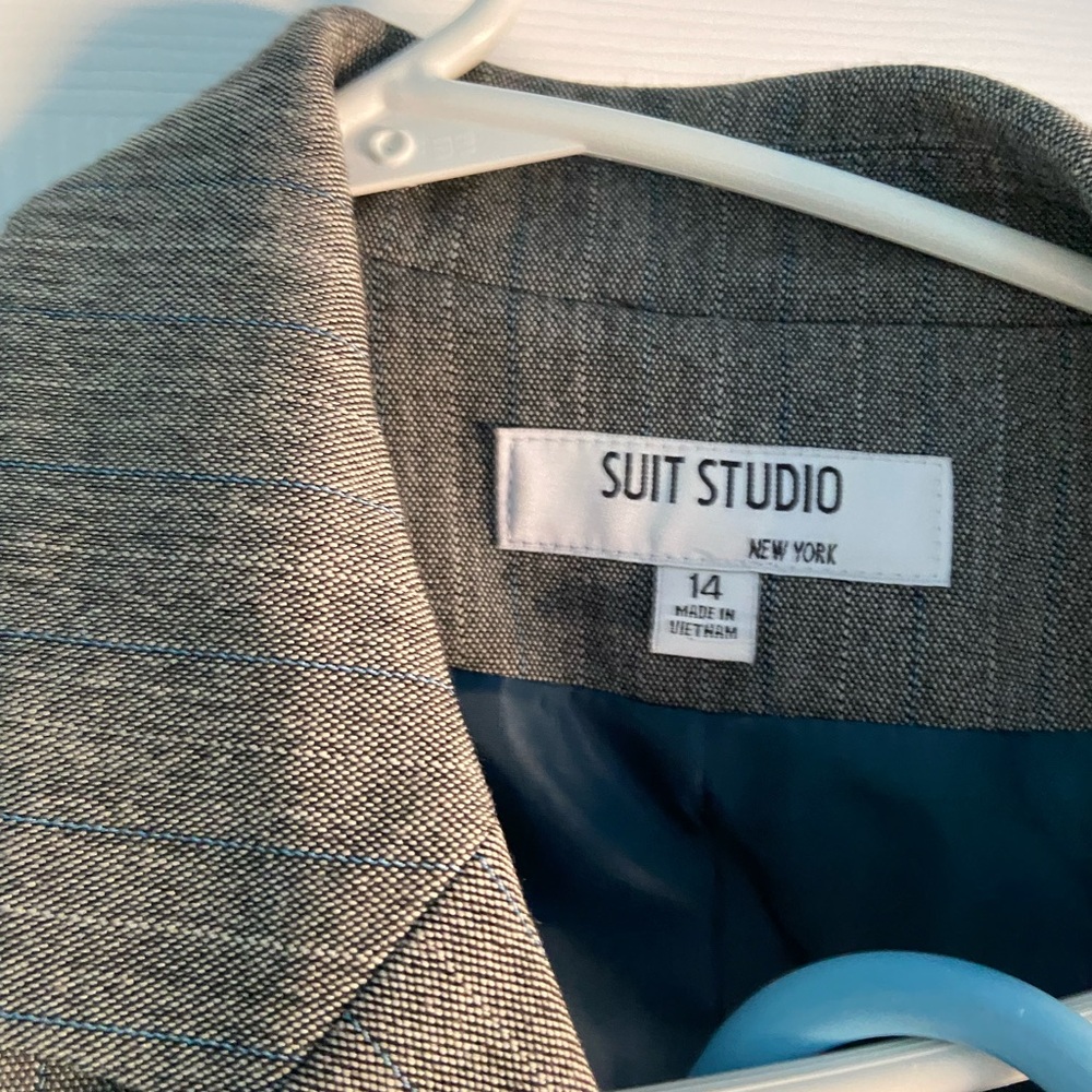 Pant suit gray with blue pinstripe